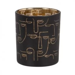 Maisons Du Monde Bougeoirs Lumignon En Verre Noir Imprimé Visages - Lot De 2