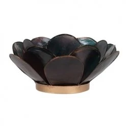 Maisons Du Monde Bougeoirs Lumignon Fleur En Nacre, Métal Bleu Et Doré Mat - Lot De 2