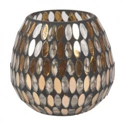 Maisons Du Monde Décorations à Poser De Noël Lumignon Mosaïque En Verre Ambré