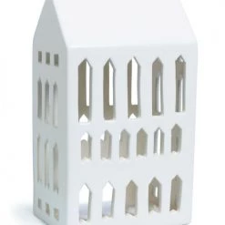 Kähler Design Bougeoirs Maison De Lumière En Céramique Blanche H9cm
