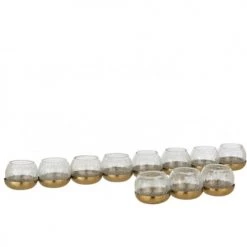 LANADECO Bougeoirs Photophore 8 Boules Craquelé Verre/acier Inoxydable Or -Bougeoirs Soldes Magasin photophore 8 boules craquele verre acier inoxydable or 2