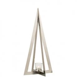 LANADECO Bougeoirs Photophore Acier Inoxydable Verre Argent H55cm -Bougeoirs Soldes Magasin photophore acier inoxydable verre argent h55cm 3