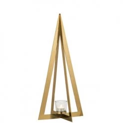 LANADECO Bougeoirs Photophore Acier Inoxydable Verre Or H55cm -Bougeoirs Soldes Magasin photophore acier inoxydable verre or h55cm 2