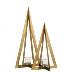 LANADECO Bougeoirs Photophore Acier Inoxydable Verre Or H55cm -Bougeoirs Soldes Magasin photophore acier inoxydable verre or h55cm 3