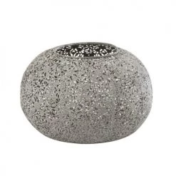 LANADECO Bougeoirs Photophore Ajouré Métal Gris H16cm