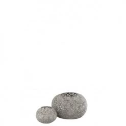 LANADECO Bougeoirs Photophore Ajouré Métal Gris H16cm -Bougeoirs Soldes Magasin photophore ajoure metal gris h16cm 3