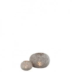 LANADECO Bougeoirs Photophore Ajouré Métal Gris H16cm -Bougeoirs Soldes Magasin photophore ajoure metal gris h16cm 4