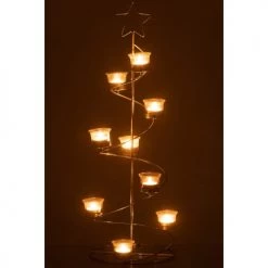 LANADECO Bougeoirs PHOTOPHORE ARBRE SPIRALE METAL / VERRE ARGENT 70 Cm -Bougeoirs Soldes Magasin photophore arbre spirale metal verre argent 70 cm 2