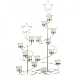 LANADECO Bougeoirs PHOTOPHORE ARBRE SPIRALE METAL / VERRE ARGENT 70 Cm -Bougeoirs Soldes Magasin photophore arbre spirale metal verre argent 70 cm 3