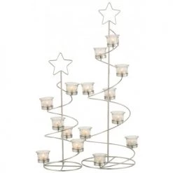 LANADECO Bougeoirs PHOTOPHORE ARBRE SPIRALE METAL / VERRE ARGENT 70 Cm -Bougeoirs Soldes Magasin photophore arbre spirale metal verre argent 70 cm 4