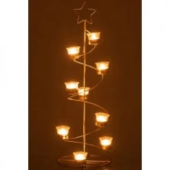 LANADECO Bougeoirs PHOTOPHORE ARBRE SPIRALE METAL / VERRE OR LARGE 70 Cm -Bougeoirs Soldes Magasin photophore arbre spirale metal verre or large 70 cm 2