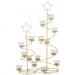 LANADECO Bougeoirs PHOTOPHORE ARBRE SPIRALE METAL / VERRE OR LARGE 70 Cm -Bougeoirs Soldes Magasin photophore arbre spirale metal verre or large 70 cm 3