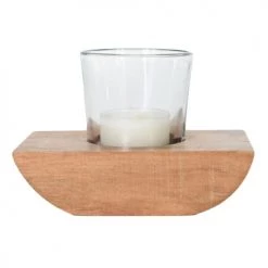 Sensei Maison Bougeoirs Photophore Bois Naturel 12x8x3 Cm