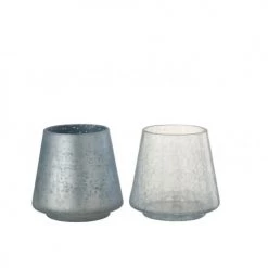 LANADECO Bougeoirs Photophore Conique Bleu H14,5cm - Lot De 2