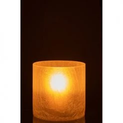 LANADECO Bougeoirs Photophore Cylindrique Verre Givré Blanc H15cm -Bougeoirs Soldes Magasin photophore cylindrique verre givre blanc h15cm 2