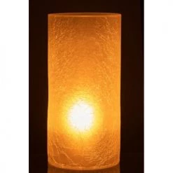 LANADECO Bougeoirs Photophore Cylindrique Verre Givré Blanc H30cm -Bougeoirs Soldes Magasin photophore cylindrique verre givre blanc h30cm 2