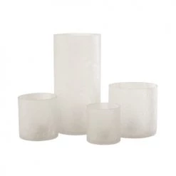 LANADECO Bougeoirs Photophore Cylindrique Verre Givré Blanc H30cm -Bougeoirs Soldes Magasin photophore cylindrique verre givre blanc h30cm 3