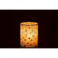 LANADECO Bougeoirs Photophore Droit Verre Gris/nacre H20,5cm -Bougeoirs Soldes Magasin photophore droit verre gris nacre h20 5cm 2