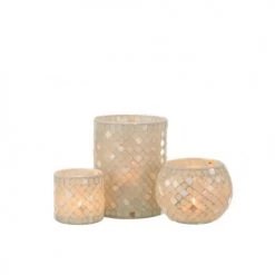 LANADECO Bougeoirs Photophore Droit Verre Gris/nacre H20,5cm -Bougeoirs Soldes Magasin photophore droit verre gris nacre h20 5cm 4