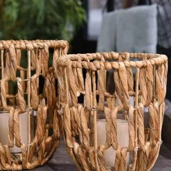 Sensei Maison Bougeoirs Photophore En Jacinthe D'eau Naturel 20X20X23 Cm -Bougeoirs Soldes Magasin photophore en jacinthe d eau naturel 20x20x23 cm 2