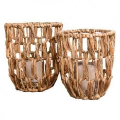 Sensei Maison Bougeoirs Photophore En Jacinthe D'eau Naturel 20X20X23 Cm -Bougeoirs Soldes Magasin photophore en jacinthe d eau naturel 20x20x23 cm 3