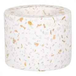 Maisons Du Monde Bougeoirs Photophore En Résine Et Pierre Blanche Et Dorée