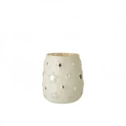 LANADECO Bougeoirs Photophore En Verre Antique Argent H14,5cm