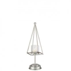 LANADECO Bougeoirs Photophore Fer Argent H40,5cm -Bougeoirs Soldes Magasin photophore fer argent h40 5cm 2