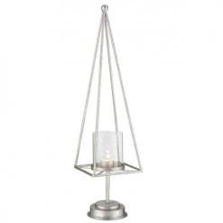 LANADECO Bougeoirs Photophore Fer Argent H58,5cm -Bougeoirs Soldes Magasin photophore fer argent h58 5cm 2