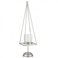 LANADECO Bougeoirs Photophore Fer Argent H58,5cm