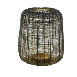 Aubry Gaspard Bougeoirs Photophore Fil De Métal Noir Doré H 25cm