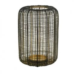 Aubry Gaspard Bougeoirs Photophore Fil De Métal Noir Doré H 32cm