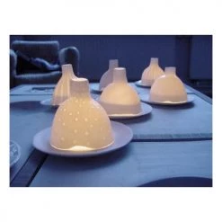 Tsé & Tsé Associées Bougeoirs Photophore Igloo De Nuit Rayé Porcelaine -Bougeoirs Soldes Magasin photophore igloo de nuit raye porcelaine 5