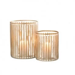 LANADECO Bougeoirs Photophore Lignes Verre Transparent/or H20cm -Bougeoirs Soldes Magasin photophore lignes verre transparent or h20cm 4