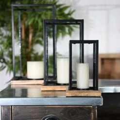 Sensei Maison Bougeoirs Photophore Métal Socle En Bois 11x20 Cm -Bougeoirs Soldes Magasin photophore metal socle en bois 11x20 cm 9