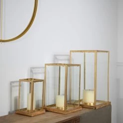 Sensei Maison Bougeoirs Photophore Métal Socle En Bois 22x40 Cm -Bougeoirs Soldes Magasin photophore metal socle en bois 22x40 cm 9