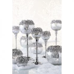 LANADECO Bougeoirs Photophore Métal/verre Argent H13cm -Bougeoirs Soldes Magasin photophore metal verre argent h13cm 3