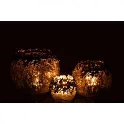 LANADECO Bougeoirs Photophore Métal/verre Argent H16cm -Bougeoirs Soldes Magasin photophore metal verre argent h16cm 5