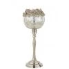 LANADECO Bougeoirs Photophore Pied Métal/alu/verre Argent H33cm -Bougeoirs Soldes Magasin photophore pied metal alu verre argent h33cm