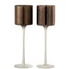 LANADECO Bougeoirs Photophore Pied Verre Marron Large - Lot De 2 -Bougeoirs Soldes Magasin photophore pied verre marron large lot de 2