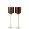 LANADECO Bougeoirs Photophore Pied Verre Marron Small - Lot De 2 -Bougeoirs Soldes Magasin photophore pied verre marron small lot de 2