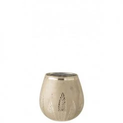 LANADECO Bougeoirs Photophore Rond Verre Argent H18,5cm