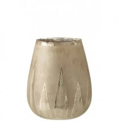 LANADECO Bougeoirs Photophore Rond Verre Argent H31cm