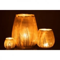 LANADECO Bougeoirs Photophore Rond Verre Argent H31cm -Bougeoirs Soldes Magasin photophore rond verre argent h31cm 5