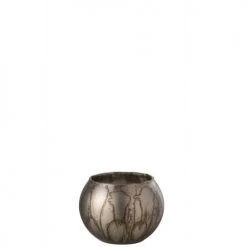 LANADECO Bougeoirs Photophore Rond Verre Gris/bleu H10cm