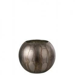 LANADECO Bougeoirs Photophore Rond Verre Gris/bleu H16,5cm