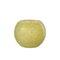 LANADECO Bougeoirs Photophore Rond Verre Jaune H17,5cm