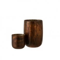 LANADECO Bougeoirs Photophore Rond Verre Marron H25,5cm -Bougeoirs Soldes Magasin photophore rond verre marron h25 5cm 3