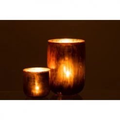 LANADECO Bougeoirs Photophore Rond Verre Marron H25,5cm -Bougeoirs Soldes Magasin photophore rond verre marron h25 5cm 5