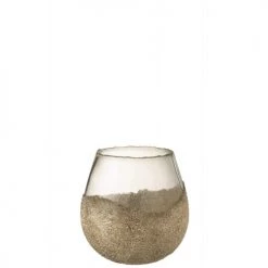 LANADECO Bougeoirs Photophore Rond Verre Or H18cm